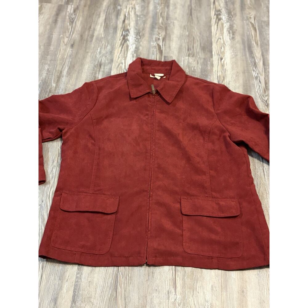 Appleseed’s Womens Large Burgundy Faux Suede Zip Jacket Utility Chore Coat